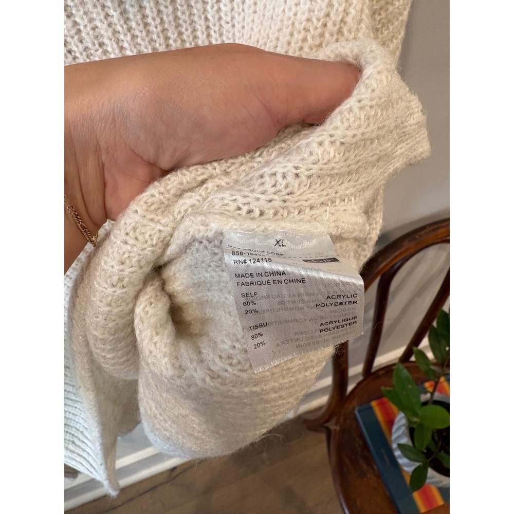Elodie Cream Ribbed Knit Collared Button Up Sweater with Tortoise Buttons - Picture 5 of 5